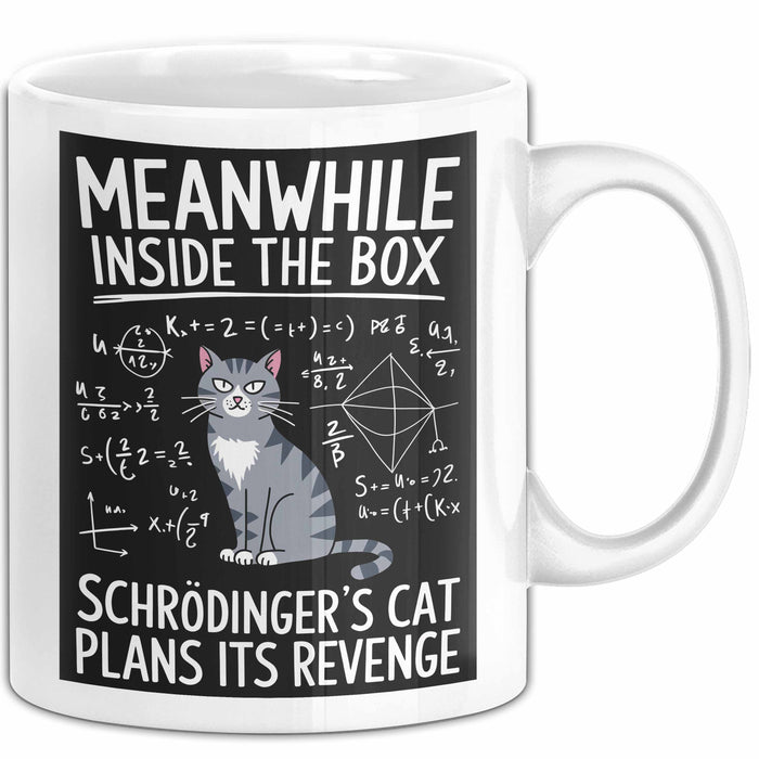 Mathe Mathematik Physik Lehrer Tasse Geschenk Lustige Geschenkidee Spruch In Der Box Schmiedet Schrödingers Katze Ihren Racheplan Weiß Trendation
