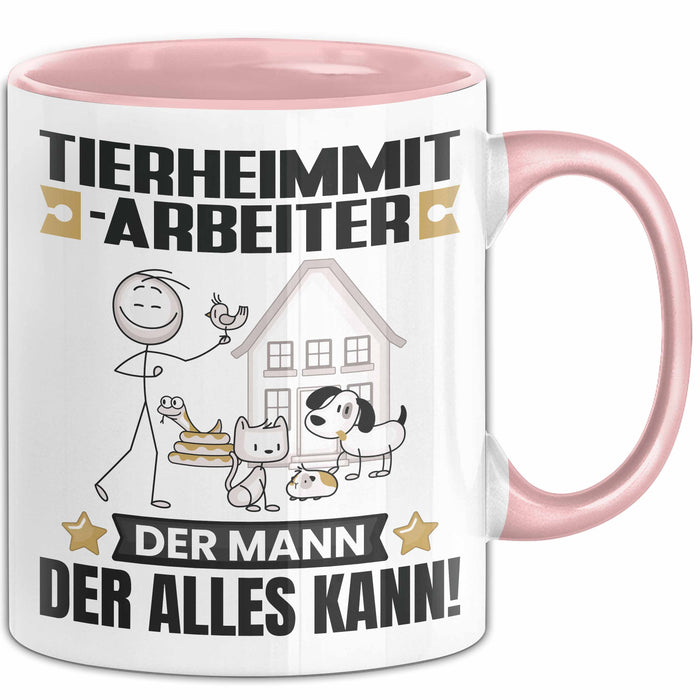 Tierheimmitarbeiter Tasse Geschenk für Tierheimmitarbeiter Der Mann Der Alles Kann Geschenkidee zum Geburtstag Rosa Trendation
