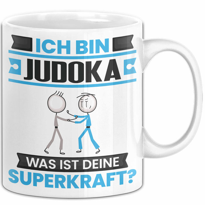 Judoka Tasse Geschenk für Judoka Geburtstag Lustiger Spruch Kaffee-Becher Was Ist Deine Superkraft Weiß Trendation