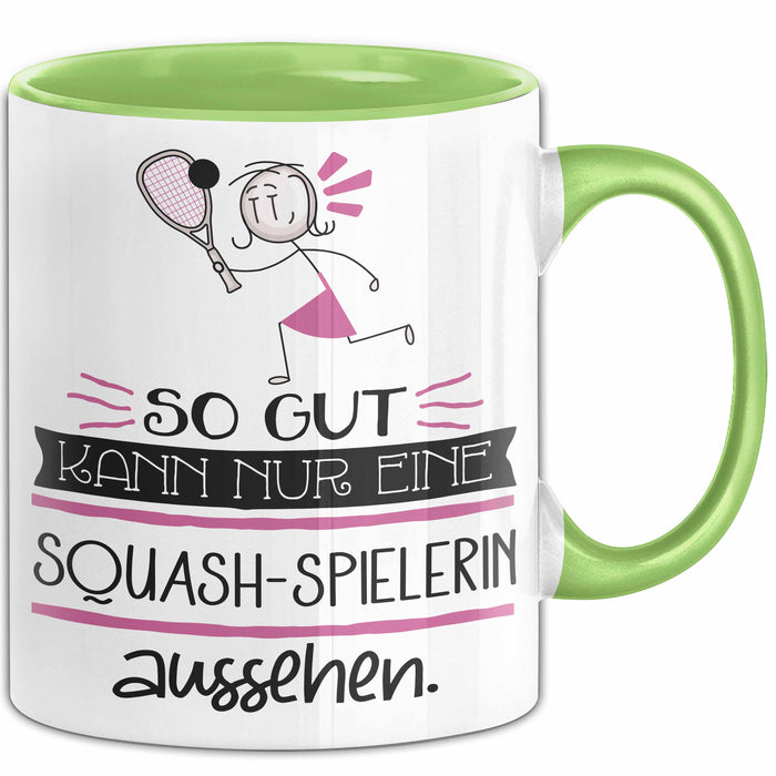 Squash-Spielerin Geschenk Tasse So Gut Kann Nur Eine Squash-Spielerin Aussehen Geschenkidee Geburtstag Weihnachten Lustig Grün Trendation