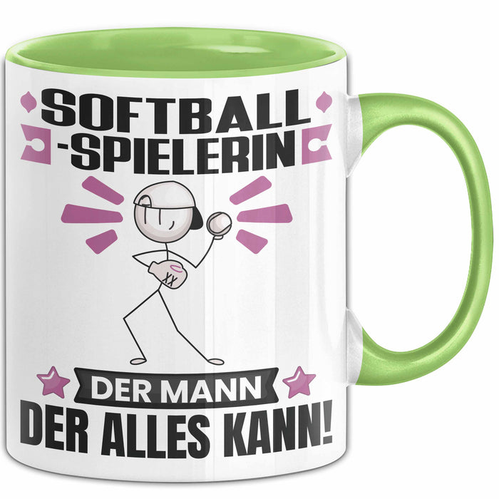 Softballspielerin Tasse Geschenk für Softballspielerin Der Mann Der Alles Kann Geschenkidee zum Geburtstag Grün Trendation