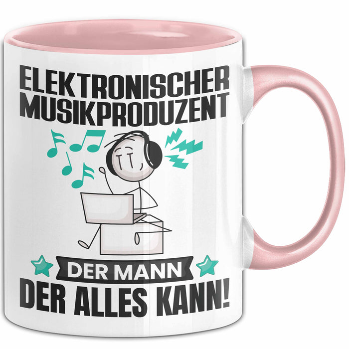 ElektronischerMusikproduzent Tasse Geschenk für ElektronischerMusikproduzent Der Mann Der Alles Kann Geschenkidee zum Geburtstag Rosa Trendation