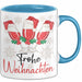 Weihnachten Weinglas Tasse Geschenk Weihnachtliche Grafik Weinliebhaber Frohe Weihnachten Kaffee-Becher Blau Trendation
