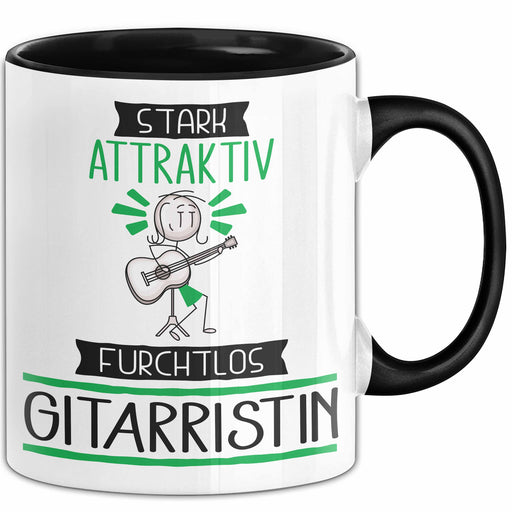 Gitarristin Tasse Geschenk Becher Stark Attraktiv Furchtlos Gitarristin Lustige Geschenkidee Trendation
