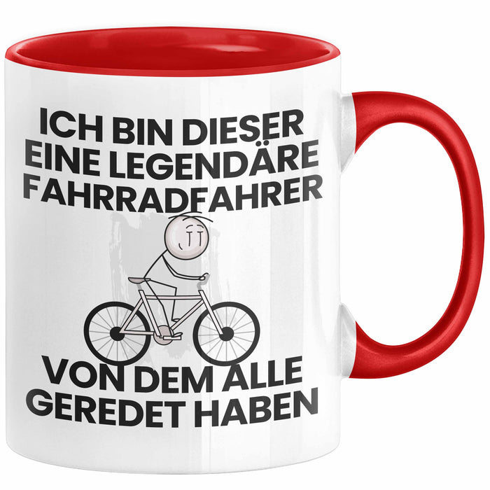 Fahrradfahrer Geschenk Tasse Lustige Geschenkidee Geburtstag für Fahrradfahrer Ich Bin Dieser Legendäre Fahrradfahrer Von Dem Alle Geredet Haben Kaffee-Becher Rot Trendation