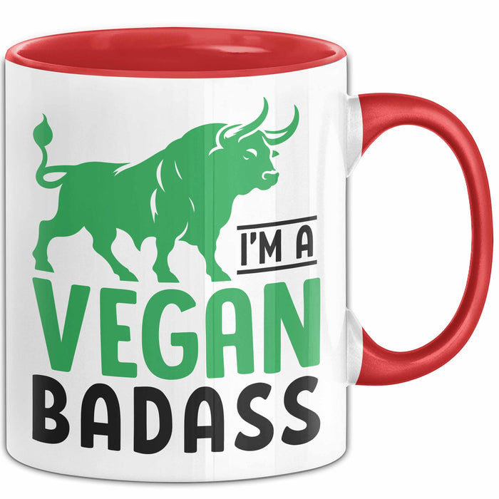 Veganer Tasse Geschenk Gym Vegan Gesund Stier Geschenkidee Rot Trendation
