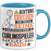 Curlingspieler Geschenk Tasse Lustiger Spruch Erheben Sie Sich Der Curlingspieler Betritt den Raum Blau Trendation