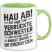 Big Sister Ältere Geschwister Schwestern Tasse Becher Geschenk Lustige Geschenkidee Spruch Ich Habe Eine Verrückte Schwester Grün Trendation