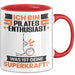 Pilates-Enthusiast Tasse Geschenk für Pilates-Enthusiast Geburtstag Lustiger Spruch Kaffee-Becher Was Ist Deine Superkraft Rot Trendation