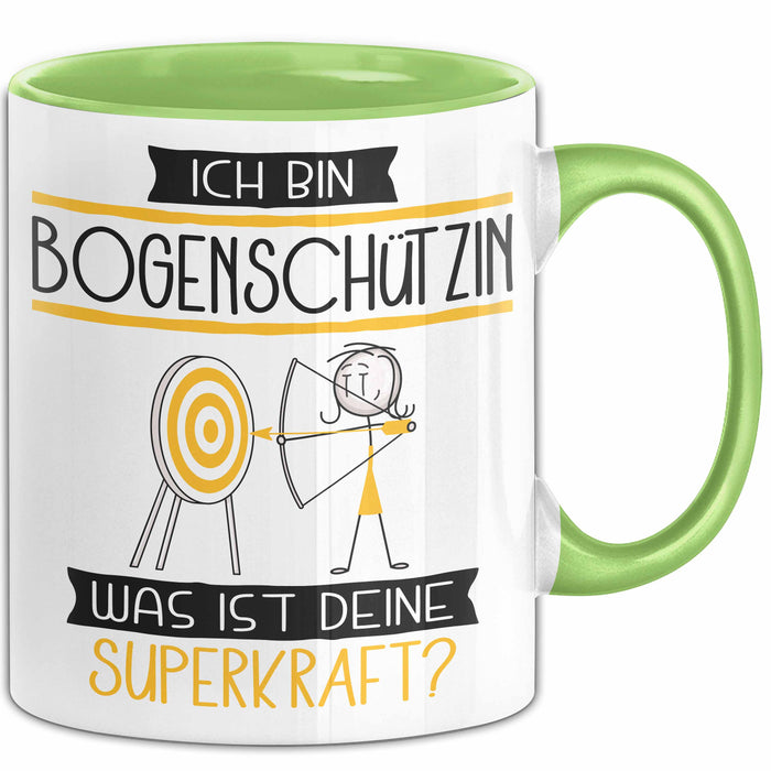 Bogenschützin Geschenk Tasse Ich Bin Bogenschützin Was Ist Deine Superkraft Geschenkidee Lustig Geburtstag Weihnachten Grün Trendation