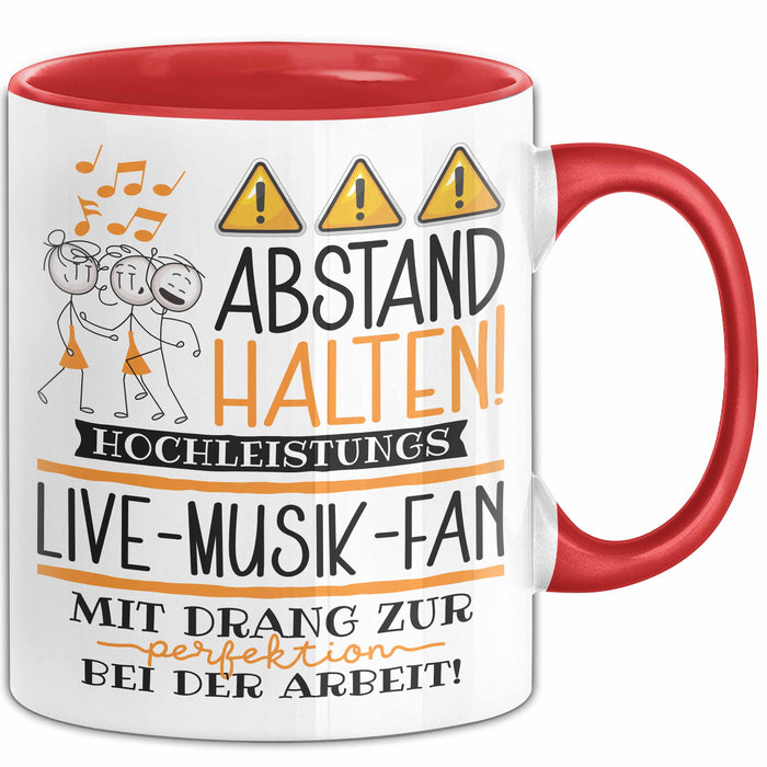 Live-Musik-Fan Tasse Geschenk Lustig Abstand Halten Hochleistungs-Live-Musik-Fan Mit Drang Zur Perfektion Bei Der Arbeit Rot Trendation