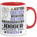 Jogger Geschenk Tasse Lustiger Spruch Erheben Sie Sich Der Jogger Betritt den Raum Rot Trendation