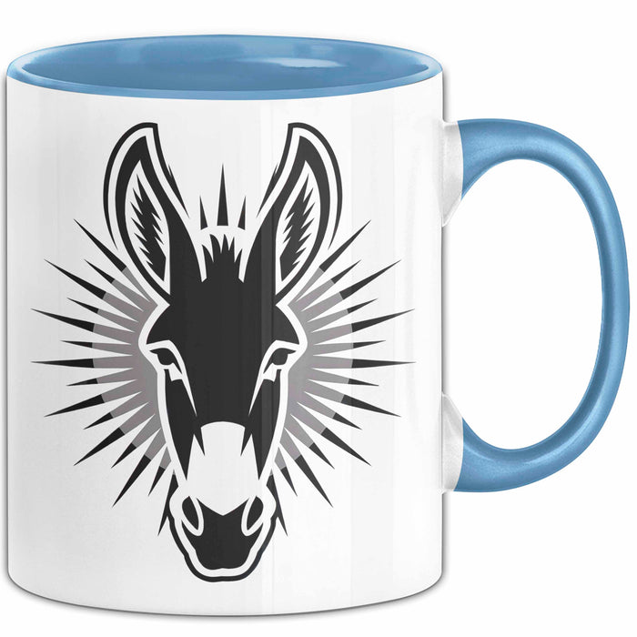 Eselbauer Esel Tier Gesicht Tasse Geschenk Lustige Geschenkidee Spruch Blau Trendation