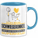Schwiegeronkel Geschenk Tasse Ich Bin Schwiegeronkel Aber Sag Doch Einfach Superheld Lustige Geschenkdiee für Schwiegeronkel Kaffee-Becher Blau Trendation
