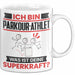 Parkour-Athlet Tasse Geschenk für Parkour-Athlet Geburtstag Lustiger Spruch Kaffee-Becher Was Ist Deine Superkraft Weiß Trendation