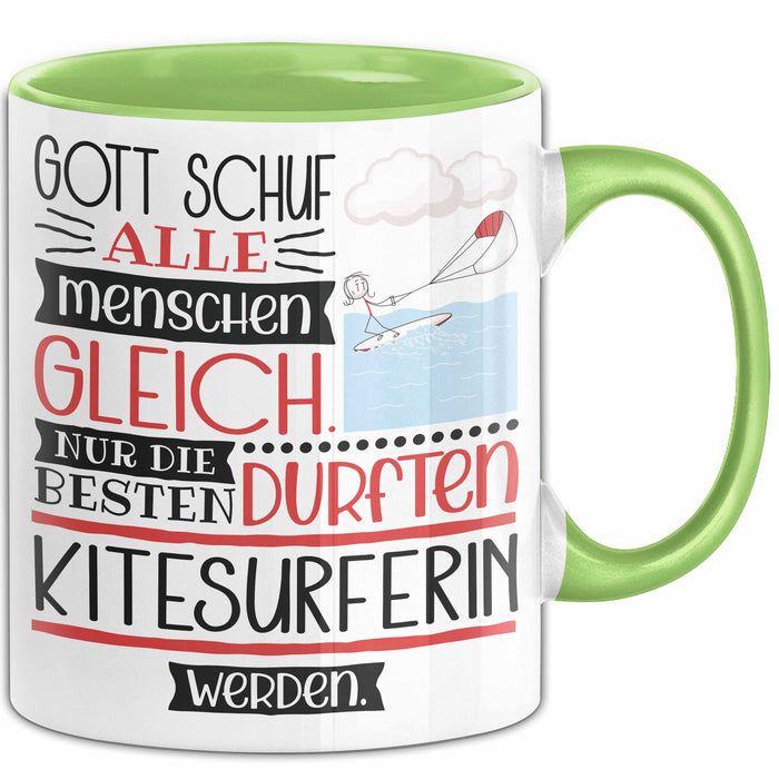 Kitesurferin Geschenk Becher Tasse Gott Schuf Alle Menschen Gleich Nur Die Besten Durfeten Kitesurferin Werden Geschenkidee Lustig Grün Trendation