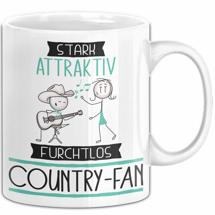 Country-Fan Tasse Geschenk Becher Stark Attraktiv Furchtlos Country-Fan Lustige Geschenkidee Weiß Trendation