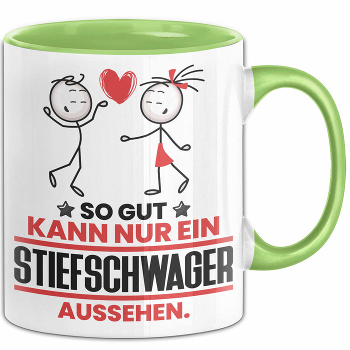 Stiefschwager Geschenk Tasse So Gut Kann Nur Ein Stiefschwager Aussehen Geschenkidee Kaffee-Becher Grün Trendation