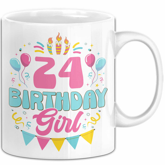 24. Geburtstag Tasse Frauen Mädchen Geschenkidee Lustig 24 Birthday Girl Lustiger Spruch Weiß Trendation