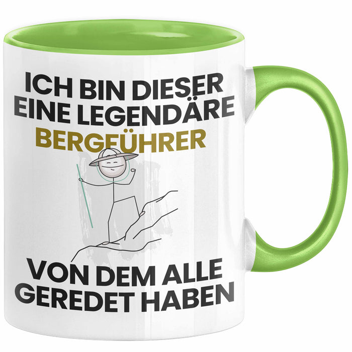 Bergführer Geschenk Tasse Lustige Geschenkidee Geburtstag für Bergführer Ich Bin Dieser Legendäre Bergführer Von Dem Alle Geredet Haben Kaffee-Becher Grün Trendation