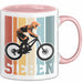 Tasse SIEBEN Grafik RetroStil Geschenkidee 7. Geburtstag Jungs Rosa Trendation
