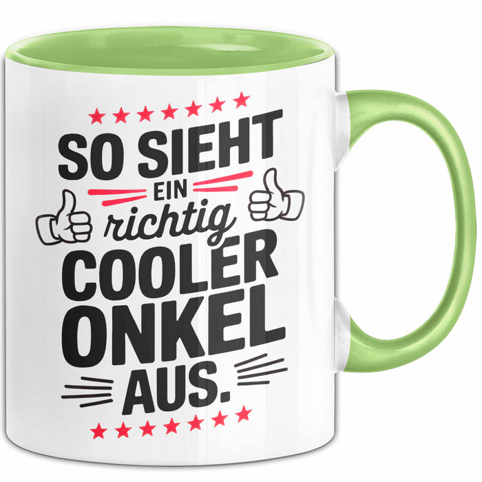 Onkel Sarkastisch Sarkasmus Tasse Geschenk Lustige Geschenkidee Spruch So Sieht Ein Richtig Cooler Onkel Aus Grün Trendation