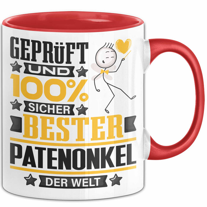 Patenonkel Geschenk Lustiger Spruch für Patenonkel Geschenkidee Bester Patenonkel Der Welt Rot Trendation