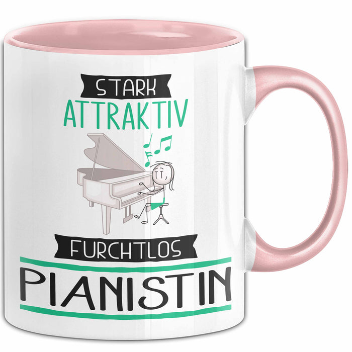 Pianistin Tasse Geschenk Becher Stark Attraktiv Furchtlos Pianistin Lustige Geschenkidee Rosa Trendation