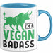 Veganer Tasse Geschenk Gym Vegan Gesund Stier Geschenkidee Blau Trendation