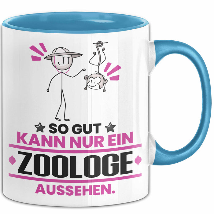 Zoologe Geschenk Tasse So Gut Kann Nur Ein Zoologe Aussehen Geschenkidee Kaffee-Becher Blau Trendation