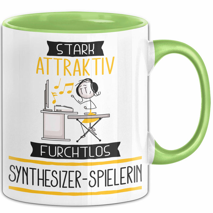Synthesizer-Spielerin Tasse Geschenk Becher Stark Attraktiv Furchtlos Synthesizer-Spielerin Lustige Geschenkidee Grün Trendation