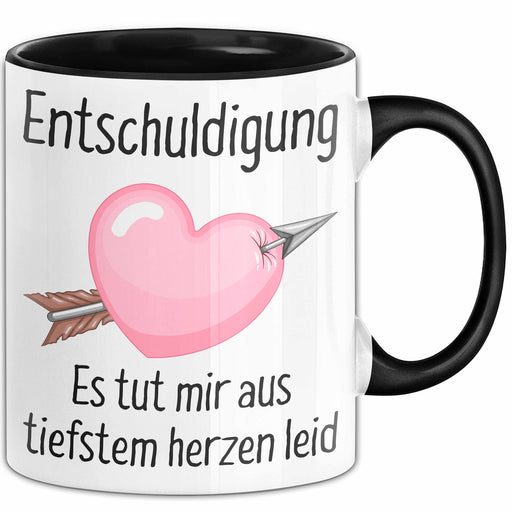 Entschuldigung Tasse Es Tut Mir Aus Tiefstem Herzen Leid Geschenkidee Sorry Becher Schwarz Trendation