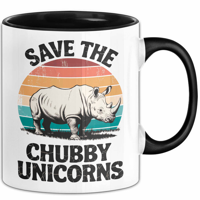 Nashorn Tasse Geschenk Lustige Geschenkidee Spruch Rettet Die Moppeligen Einhörner Schwarz Trendation