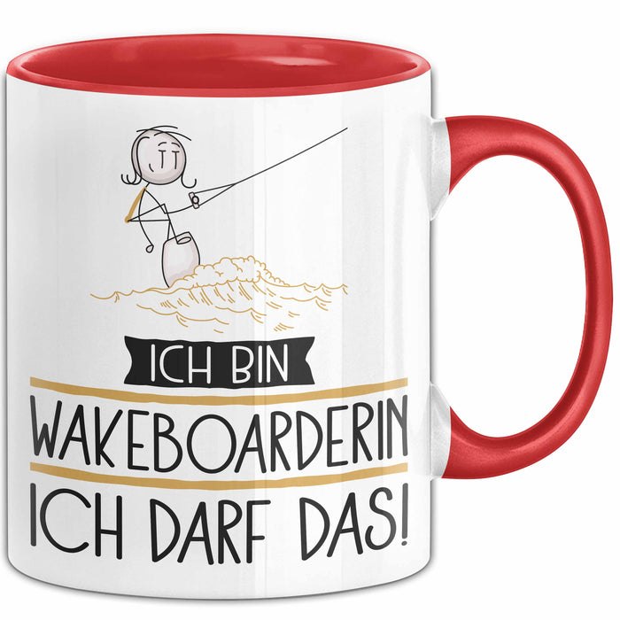 Geschenk für Wakeboarderin Tasse Lustige Geschenkidee Geburtstag Ich Bin Wakeboarderin Ich Darf Das Rot Trendation