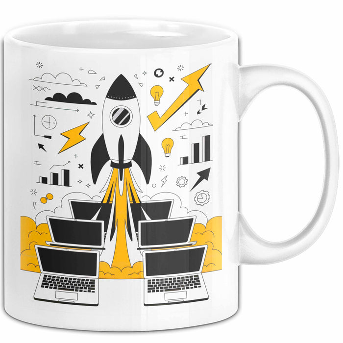 Startup Gründer Tasse Geschenk Lustige Geschenkidee Spruch Für Hustle Erbauer Weiß Trendation