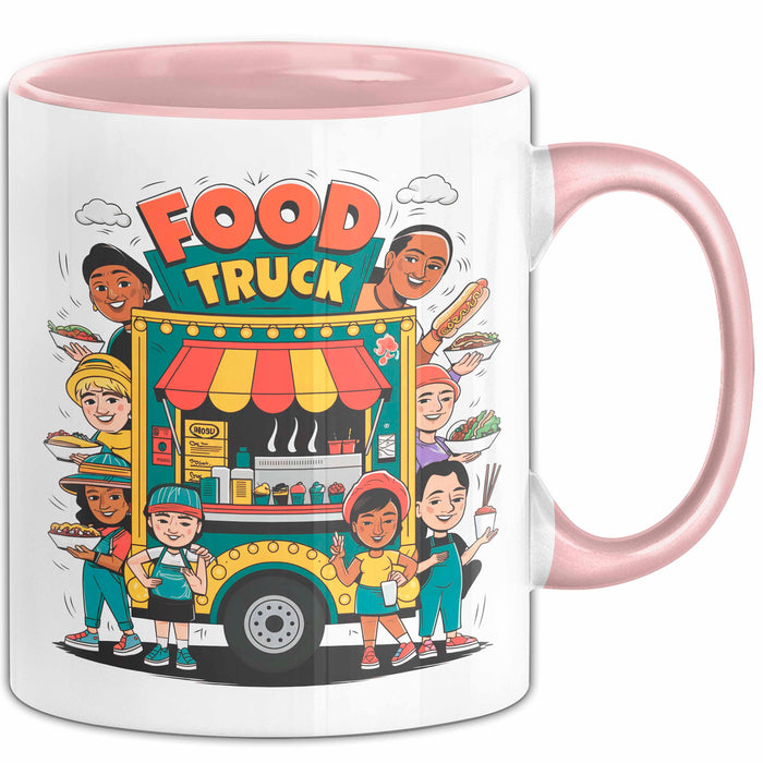 Strassen Food Liebhaber Tasse Geschenkidee für Foodtruck Fan Rosa Trendation