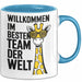 Office Arbeitskollege Tasse Geschenk Lustige Geschenkidee Spruch Willkommen Im Besten Team Der Welt Blau Trendation