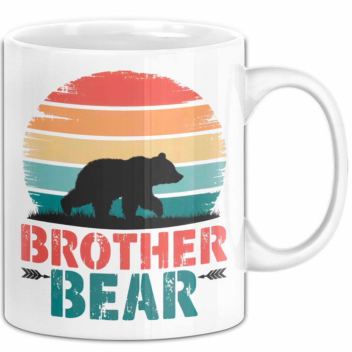 Retro Bruder Bär Tasse Geschenk Lustige Geschenkidee Spruch Weiß Trendation