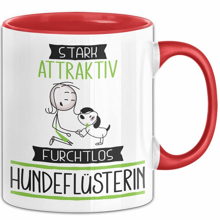 Hundeflüsterin Tasse Geschenk Becher Stark Attraktiv Furchtlos Hundeflüsterin Lustige Geschenkidee Rot Trendation
