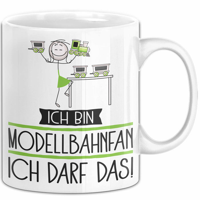 Geschenk für Modellbahnfan Tasse Lustige Geschenkidee Geburtstag Ich Bin Modellbahnfan Ich Darf Das Weiß Trendation