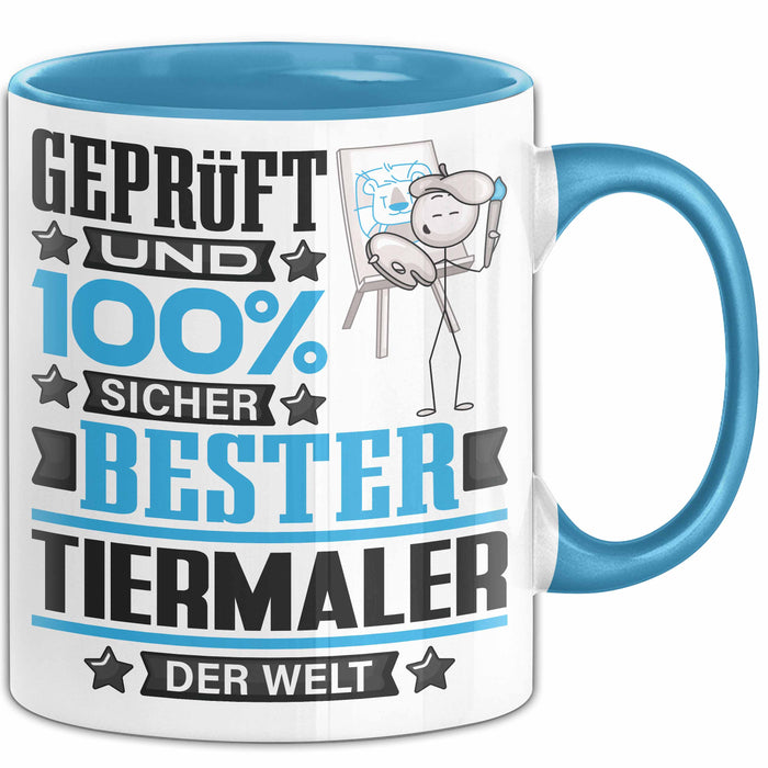 Tiermaler Geschenk Lustiger Spruch für Tiermaler Geschenkidee Bester Tiermaler Der Welt Blau Trendation