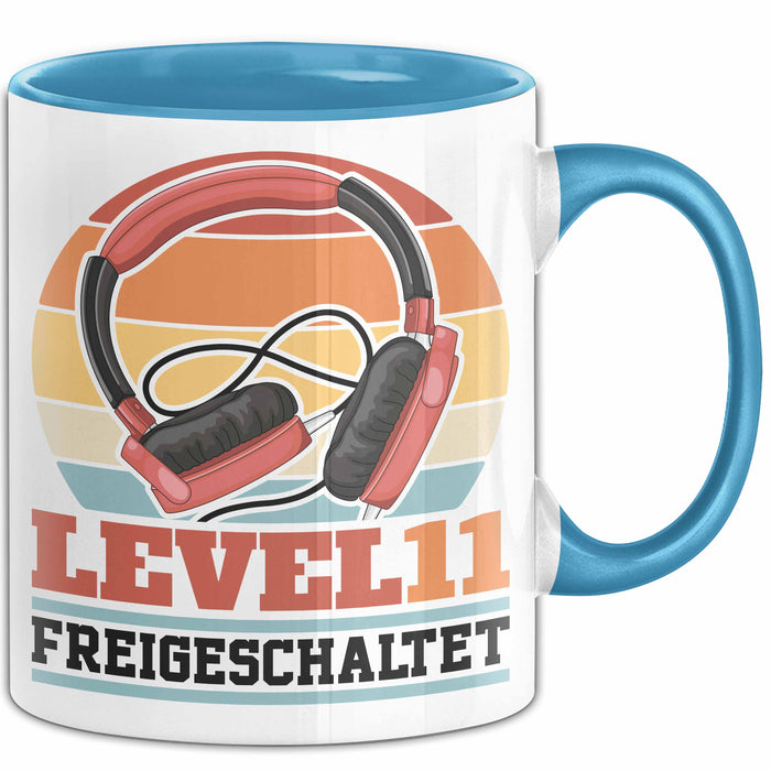 Level 11 Freigeschaltet Tasse Geschenk Gamer 11. Geburtstag Blau Trendation