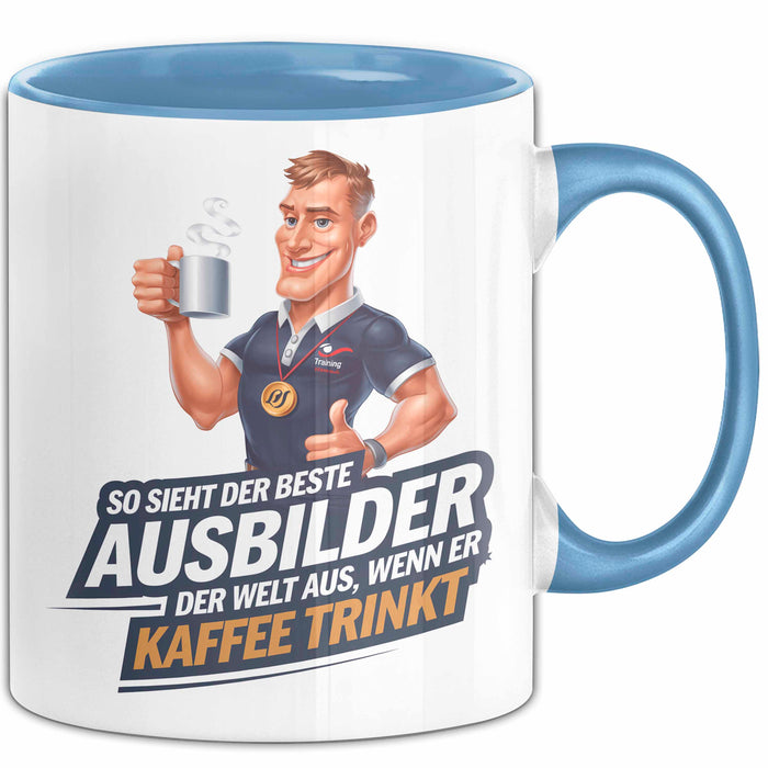 Trainer Tasse Geschenkidee Bester Trainer Trinkt Kaffee Blau Trendation