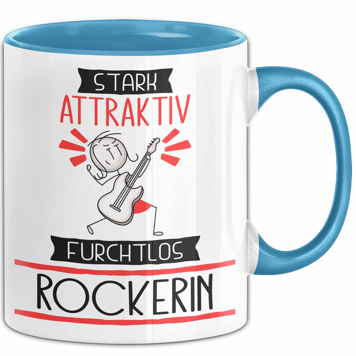 Rockerin Tasse Geschenk Becher Stark Attraktiv Furchtlos Rockerin Lustige Geschenkidee Blau Trendation
