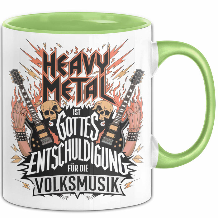 Heavy Metal Tasse Geschenkidee Gottes Entschuldigung Grün Trendation