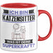 Katzensitter Tasse Geschenk für Katzensitter Geburtstag Lustiger Spruch Kaffee-Becher Was Ist Deine Superkraft Rot Trendation