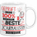 Beste Journalistin Der Welt Tasse Geschenk für Eine Journalistin Geprüft Und Sicher Geschenkidee Geburtstag Weihnachten Weiß Trendation