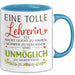 Unterricht Lehrer Wertschätzung Tasse Geschenk Lustige Geschenkidee Spruch Eine Tolle Lehrerin Ist Nicht Leicht Zu Finden Blau Trendation