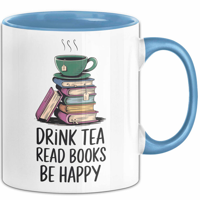 Buchleser Bücher Lesen Tasse Geschenk Lustige Geschenkidee Spruch Tee Trinken Bücher Lesen Blau Trendation