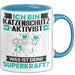 Katzenschutzaktivist Tasse Geschenk für Katzenschutzaktivist Geburtstag Lustiger Spruch Kaffee-Becher Was Ist Deine Superkraft Blau Trendation